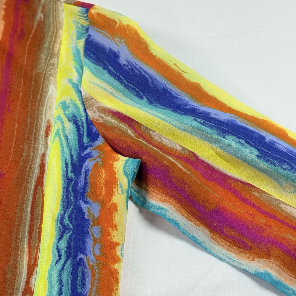 Vintage 70s John Meyer Psychedelic Abstract Art Blouse Womens M Button Up USA - Picture 12 of 15